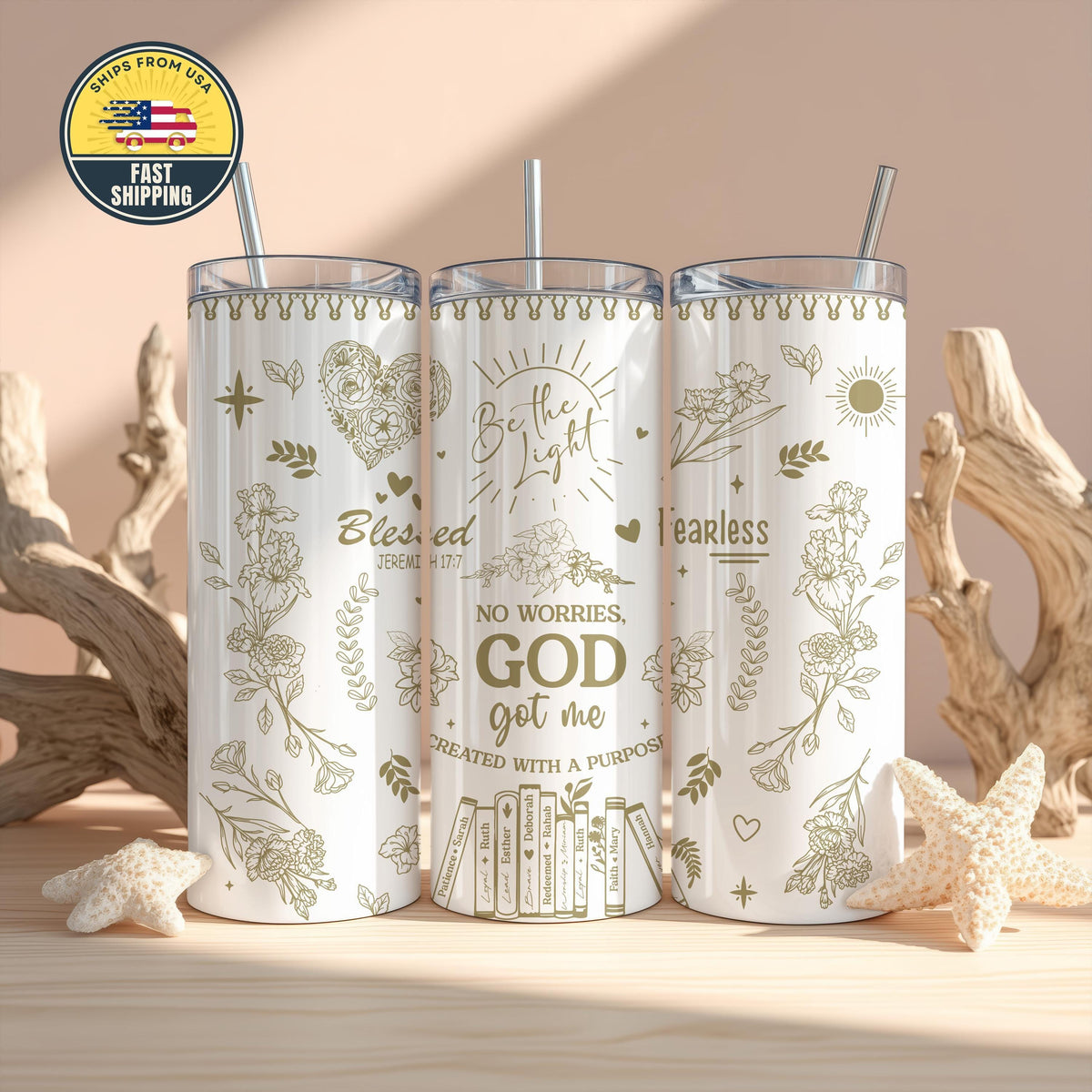 God Got Me Tumbler, No Worries God Got Me Tumbler With Straw, Religious Affirmation Tumbler