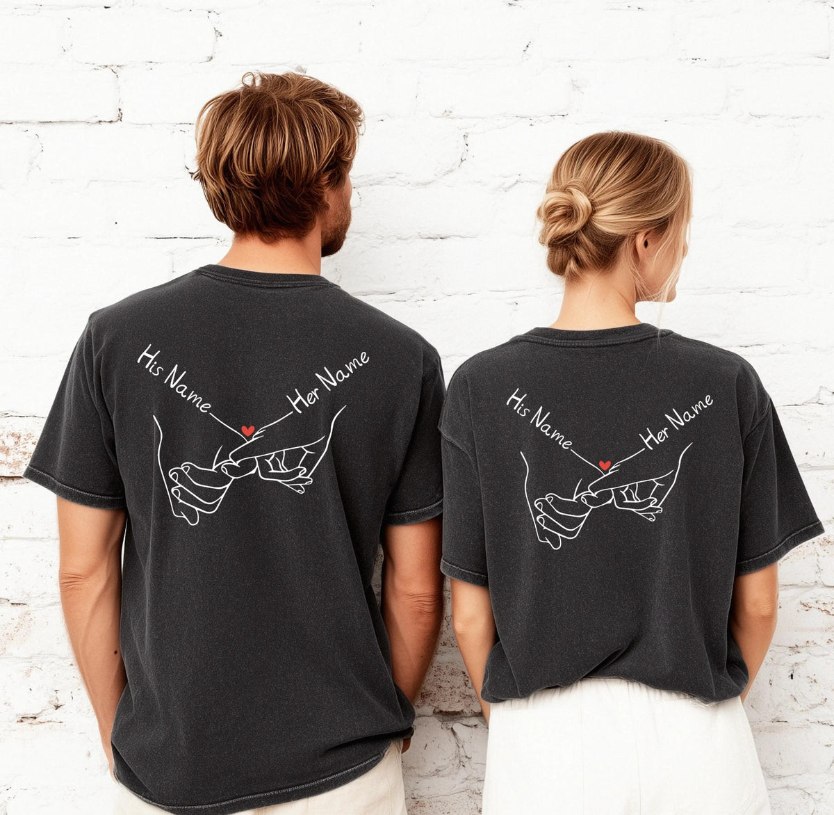 Comfort Colors® Holding Hands Shirt, Custom His & Hers Matching Tee, Couple Anniversary Gift