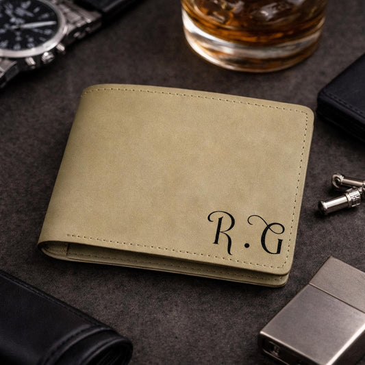 Personalized Engraved Vegan Leather Wallet for Men, Custom Monogram Gift