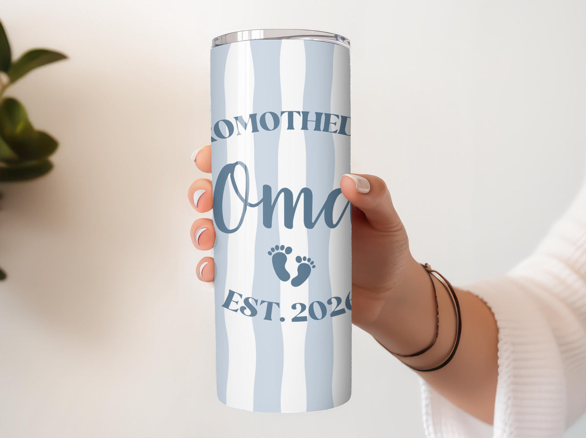 Custom Date Grandma Tumbler With Straw, Promoted To Oma Coffee Tumbler