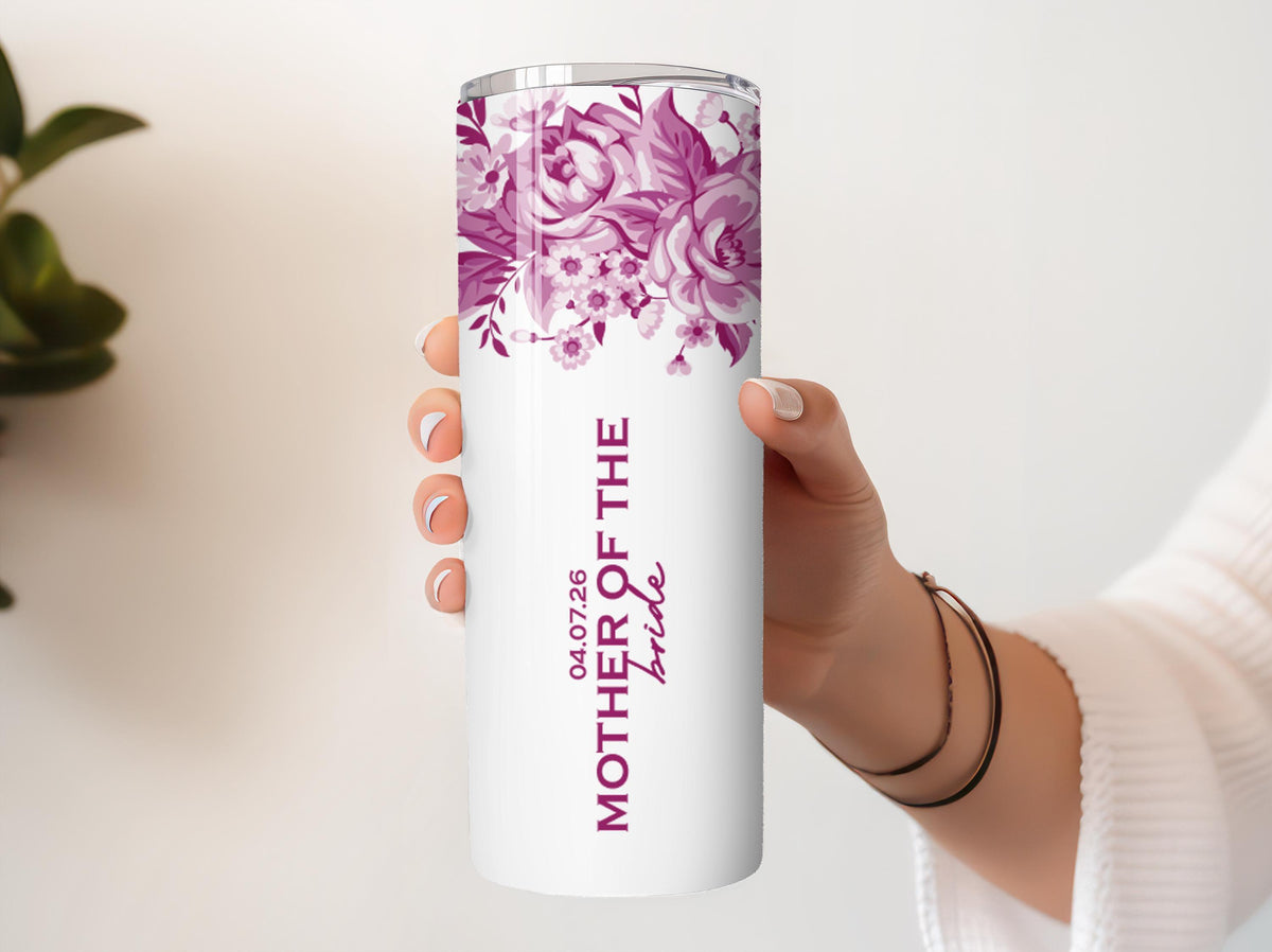 Personalized Mother Of The Bride Tumbler With Straw, Aesthetic MOTB Insulated Cup