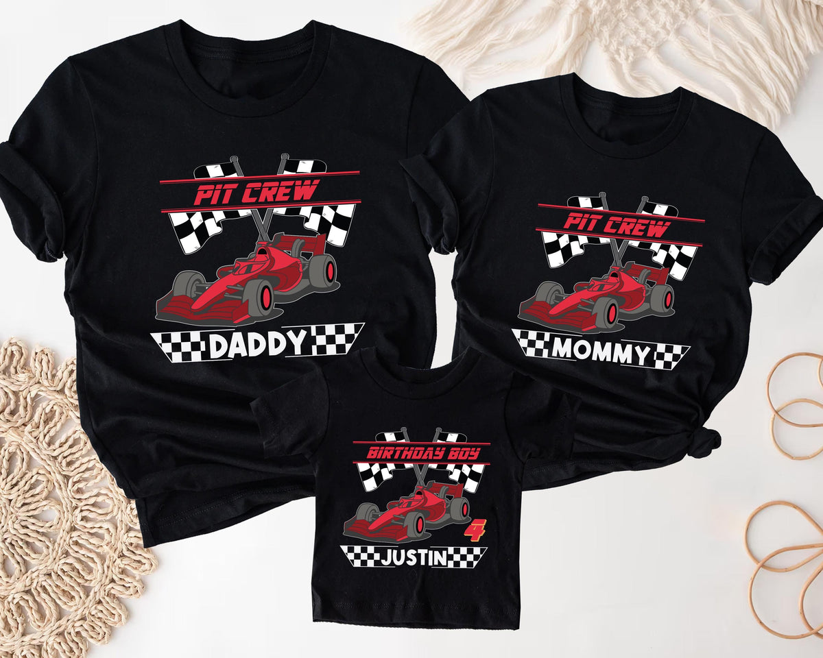 Pit Crew Family Birthday T-Shirt, Race Car Birthday Tee, Car Party Matching Sweatshirt, Custom Racing Car Birthday Gift, Racing Birthday Boy