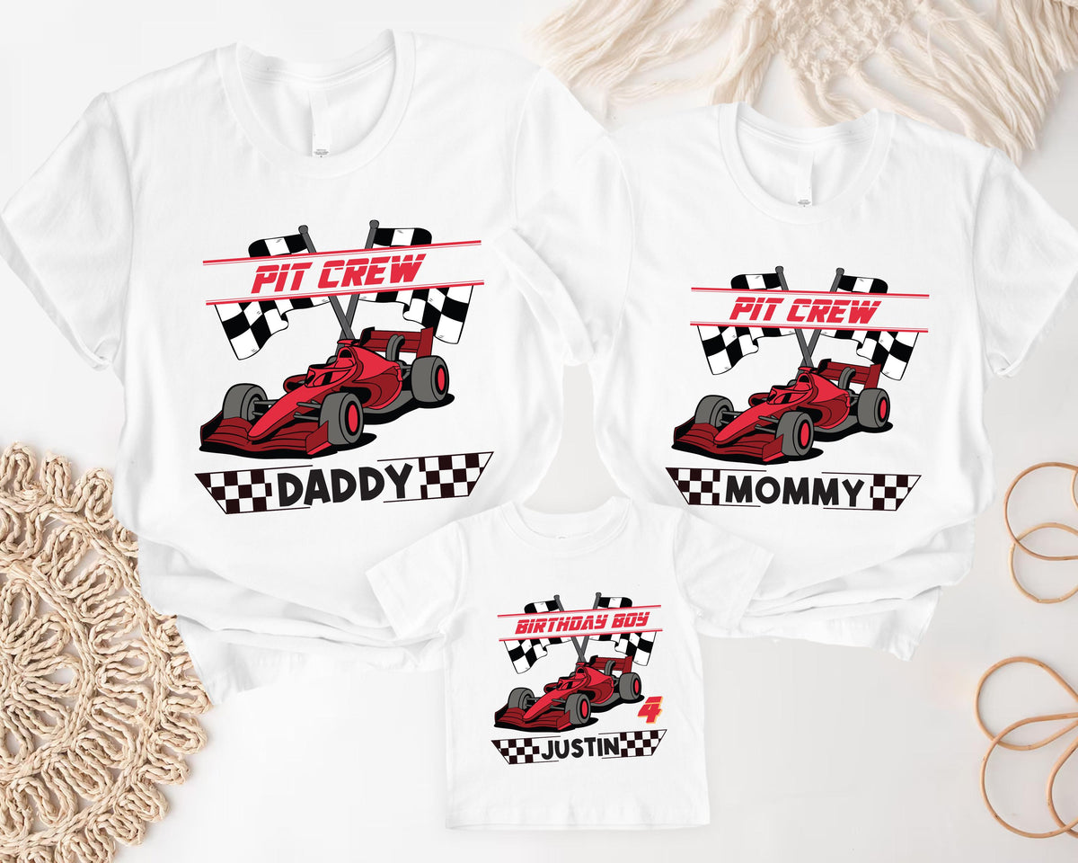 Pit Crew Family Birthday T-Shirt, Race Car Birthday Tee, Car Party Matching Sweatshirt, Custom Racing Car Birthday Gift, Racing Birthday Boy