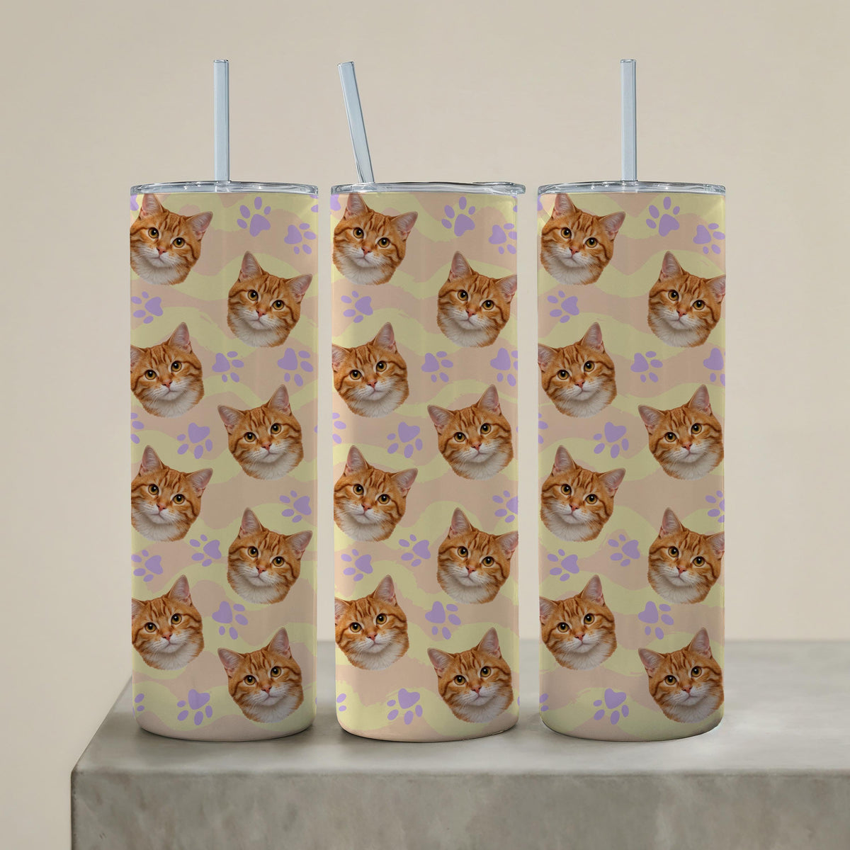 Custom Pet Photo Tumbler, Personalized Dog Cat Cup, Stainless Steel Travel Mug