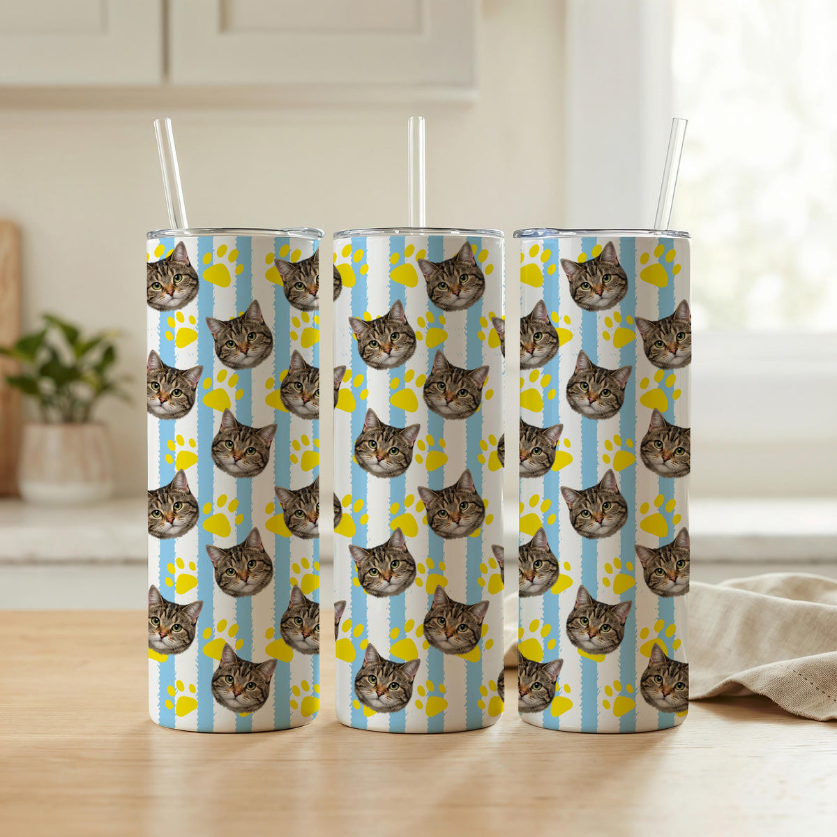 Custom Pet Photo Tumbler, Personalized Dog Cat Cup, Stainless Steel Travel Mug
