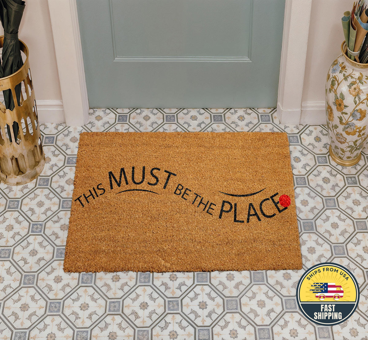 This Must Be The Place Doormat, Modern Welcome Mat, New Home Gift