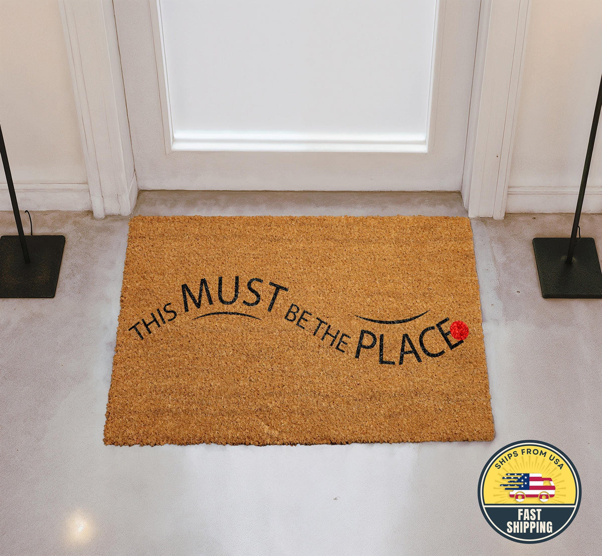 This Must Be The Place Doormat, Modern Welcome Mat, New Home Gift