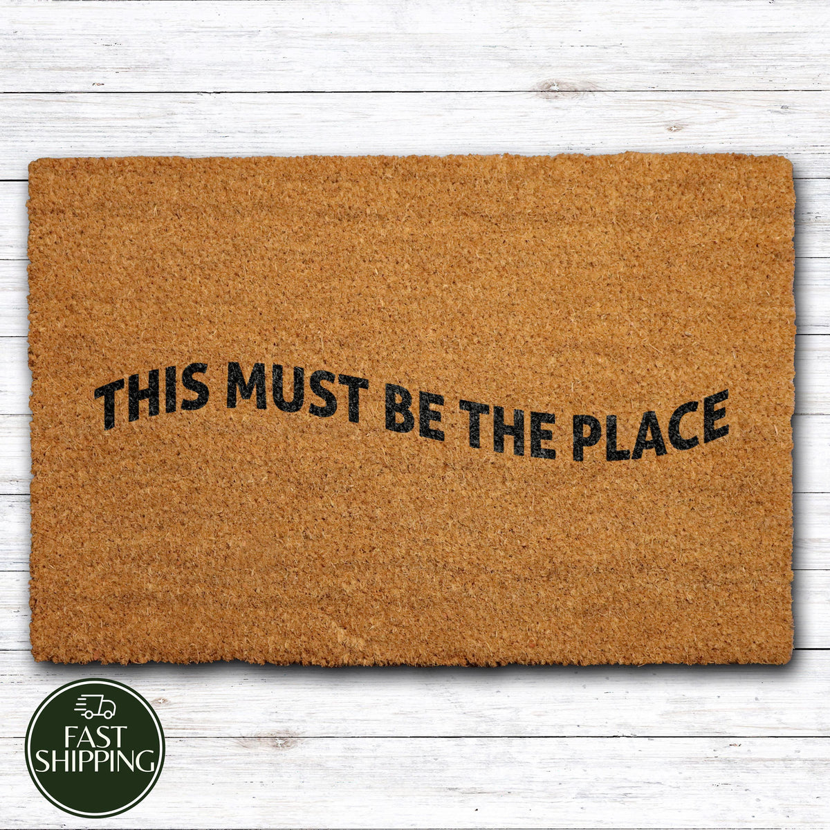 This Must Be The Place Welcome Mat, Modern Aesthetic Entryway Doormat