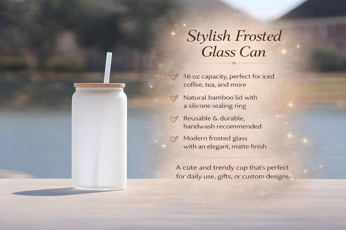 Custom Photo Glass Can, Personalized Dog Cat Picture Cup, Bamboo Lid Iced Coffee Tumbler Gift