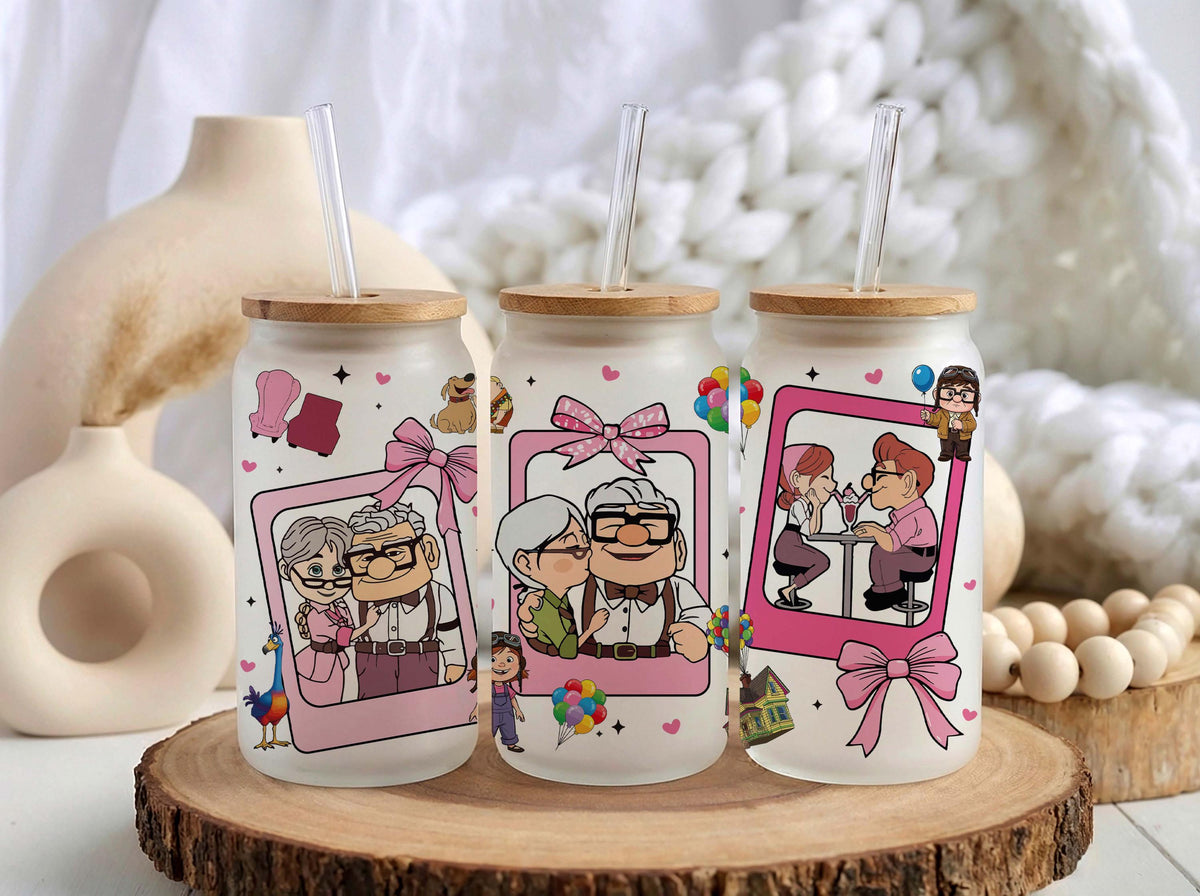 Personalized Carl & Ellie Can Glass, Custom Couple Love Tumbler, Anniversary Gift fo Her