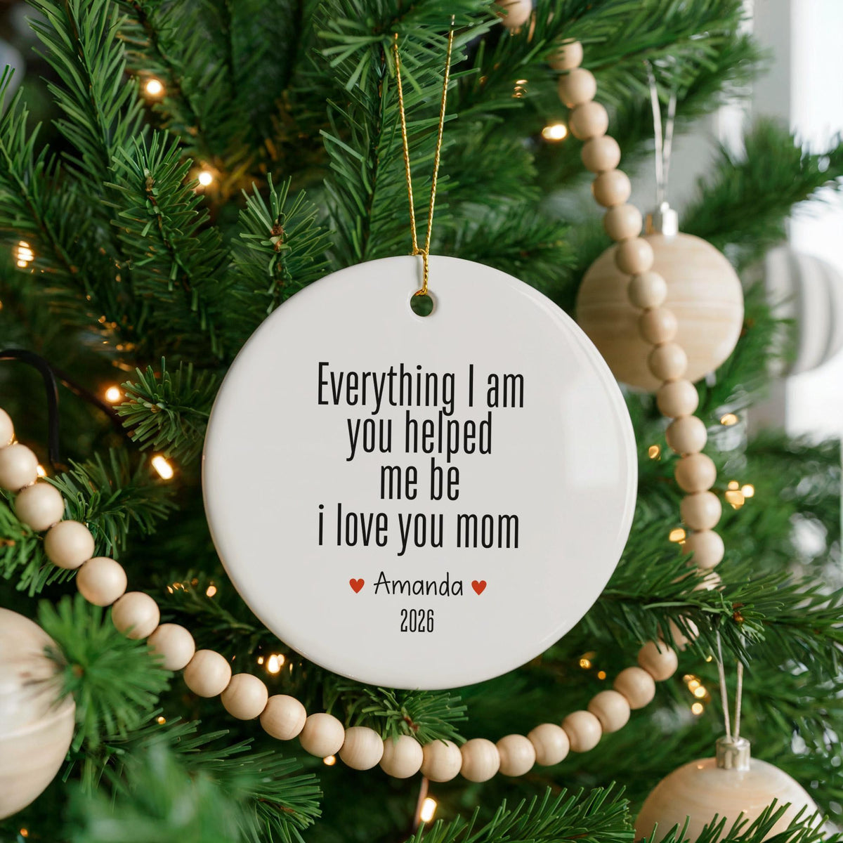 Personalized Ceramic Mom Ornament, Custom Mother Keepsake Gift