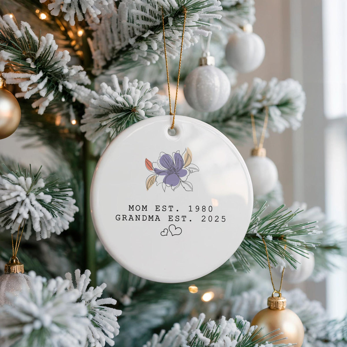 Personalized Ceramic Ornament, Mom Grandma Est Year Keepsake, New Grandma Gift