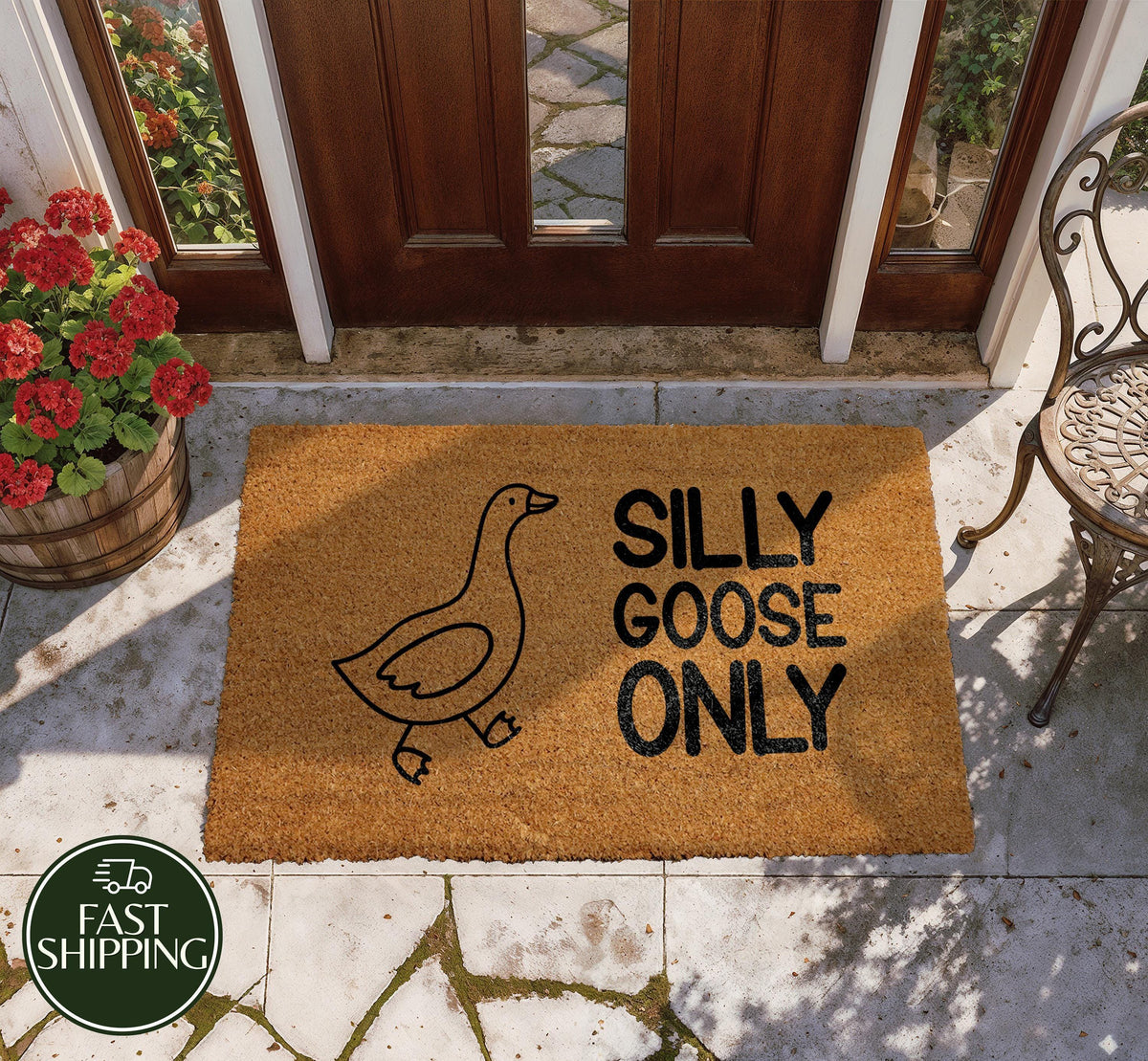 Silly Goose Only Welcome Mat, Cute Animal Doormat, Goose Lovers New Home Gift