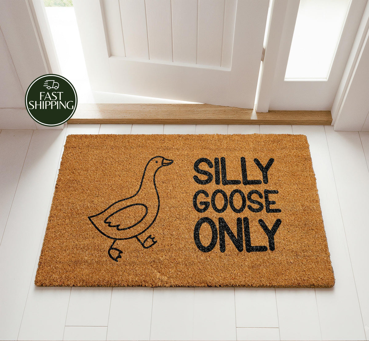 Silly Goose Only Welcome Mat, Cute Animal Doormat, Goose Lovers New Home Gift