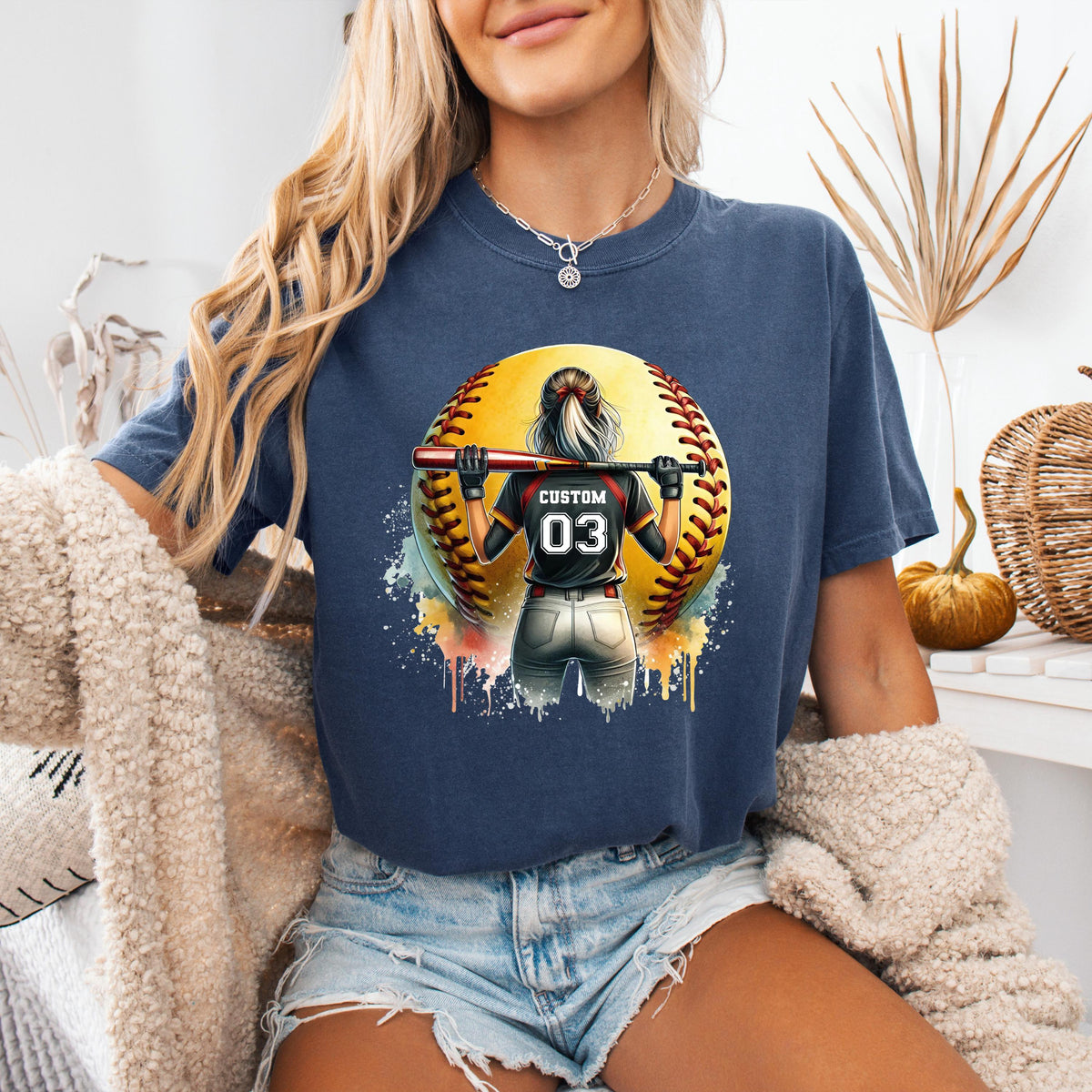 Comfort Colors® Custom Softball Shirt, Softball Player T-shirt, Softball Lover Women Gift Tee