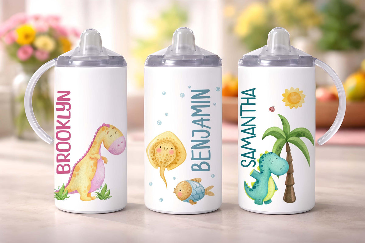 Personalized Kids Tumbler, Custom Baby Straw Cup & Training Handle Cup