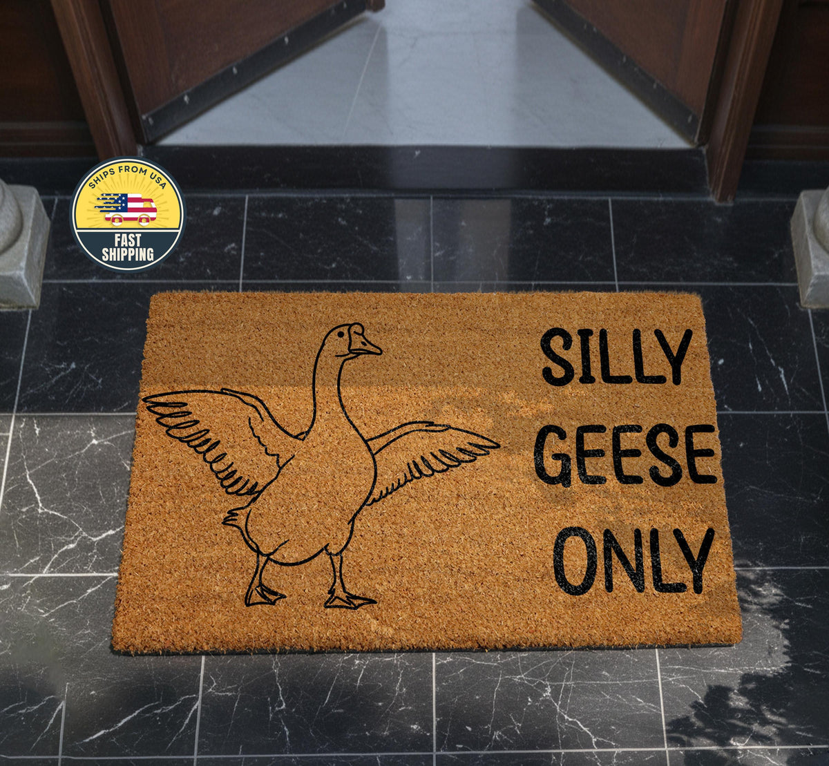 Silly Geese Only Coir Doormat, Funny Welcome Mat, Cute Doormat, Funny Sayings Rug