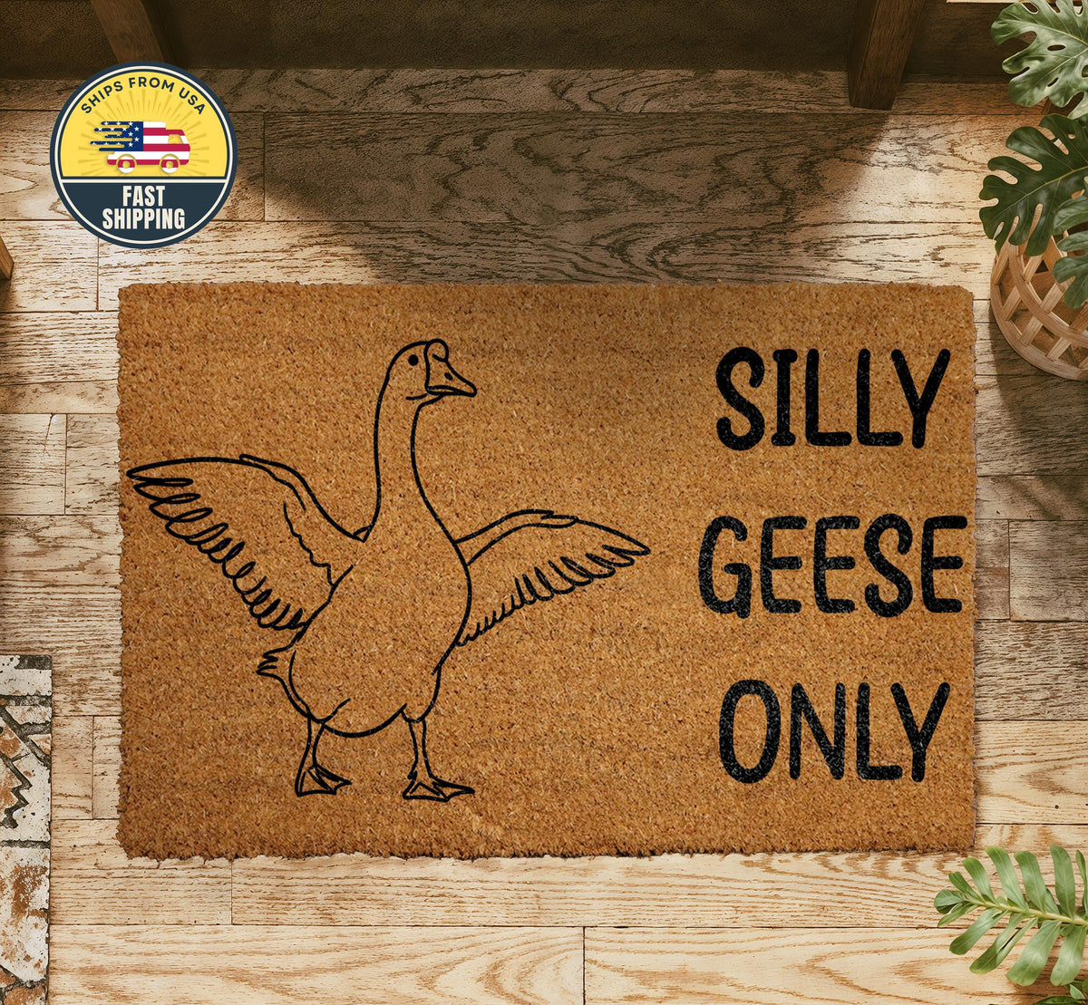 Silly Geese Only Coir Doormat, Funny Welcome Mat, Cute Doormat, Funny Sayings Rug