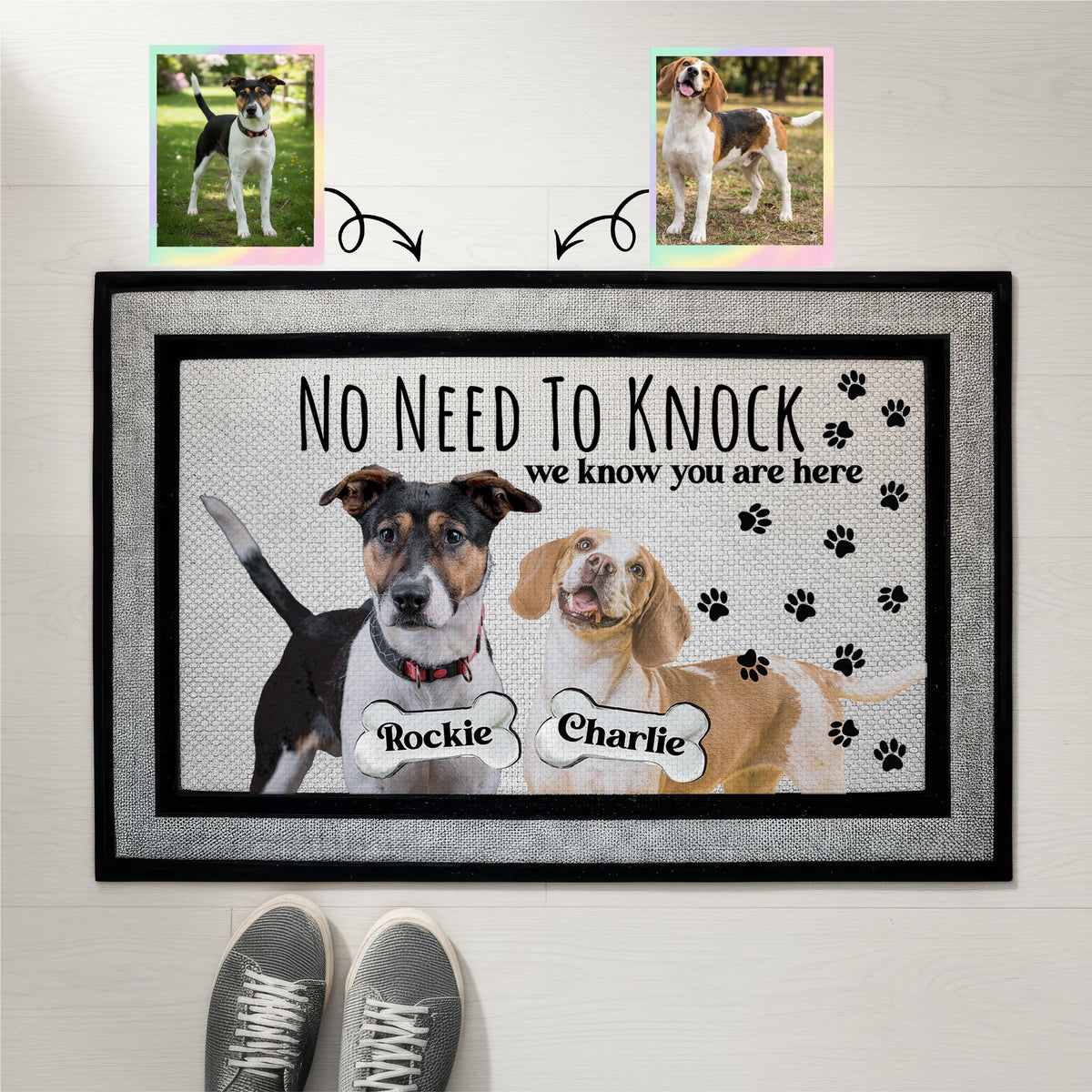 Personalized Dog Photo Doormat, Custom Pet Portrait Welcome Mat, Dogs Lover Housewarming Gift, Pets Mom Front Porch Rug, Home Entrance Decor