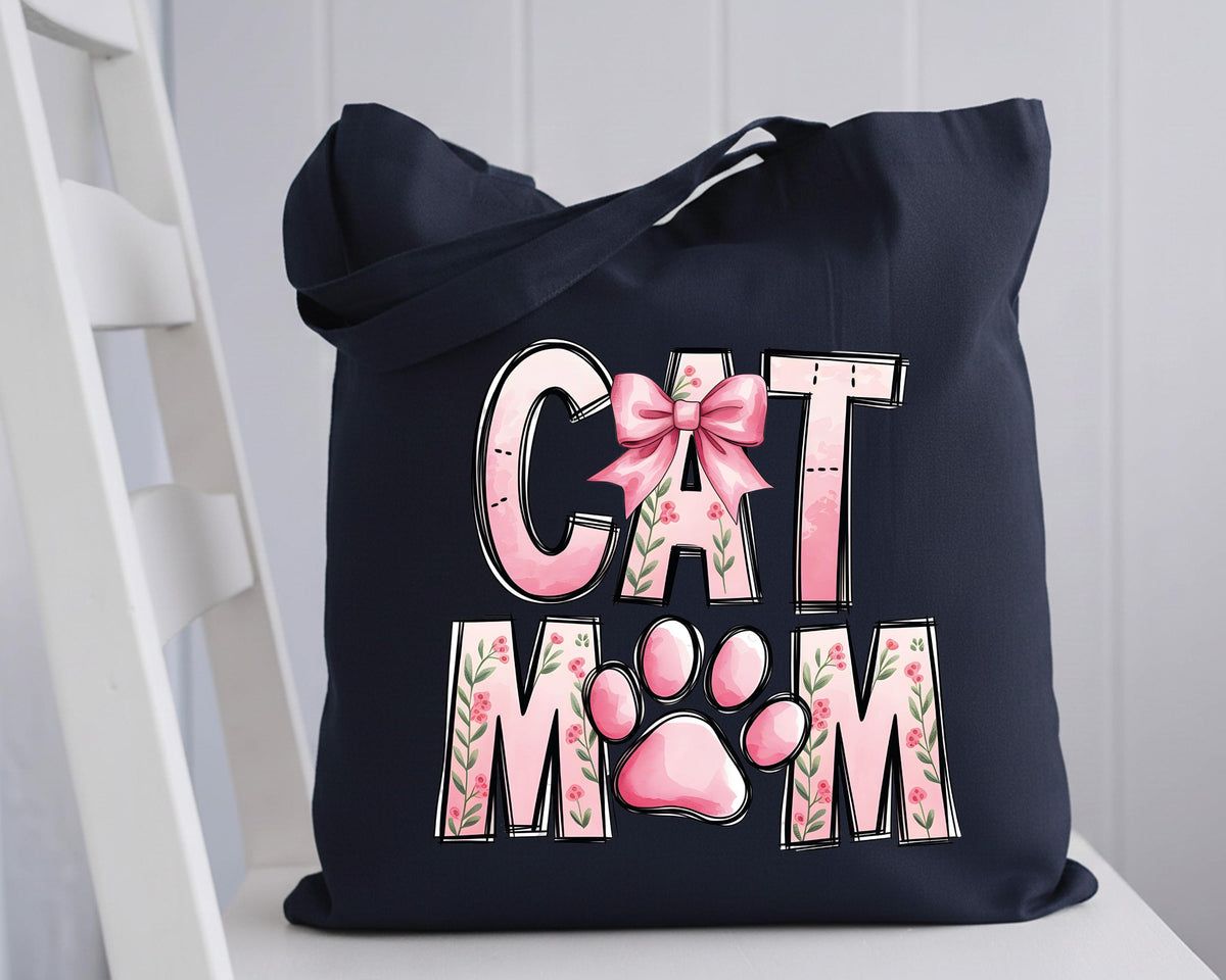 Cat Mom Tote Bag, Cat Lover Tote Bag, Cat Paw Shopping Bag, Pet Mama Gift Tote
