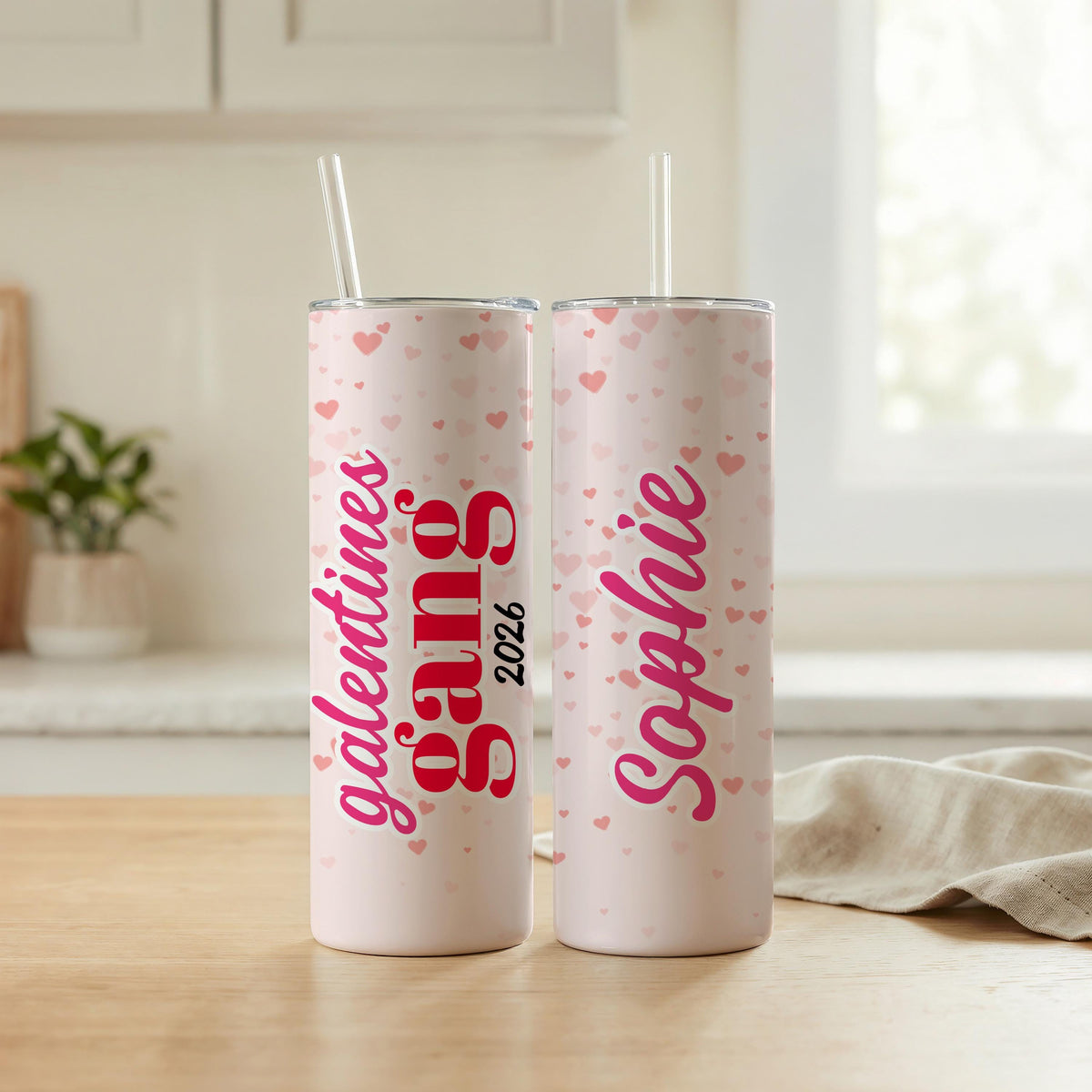 Galentines Gang Tumbler, Friendship Travel Cup, Stainless Steel, Leak-Proof Lid