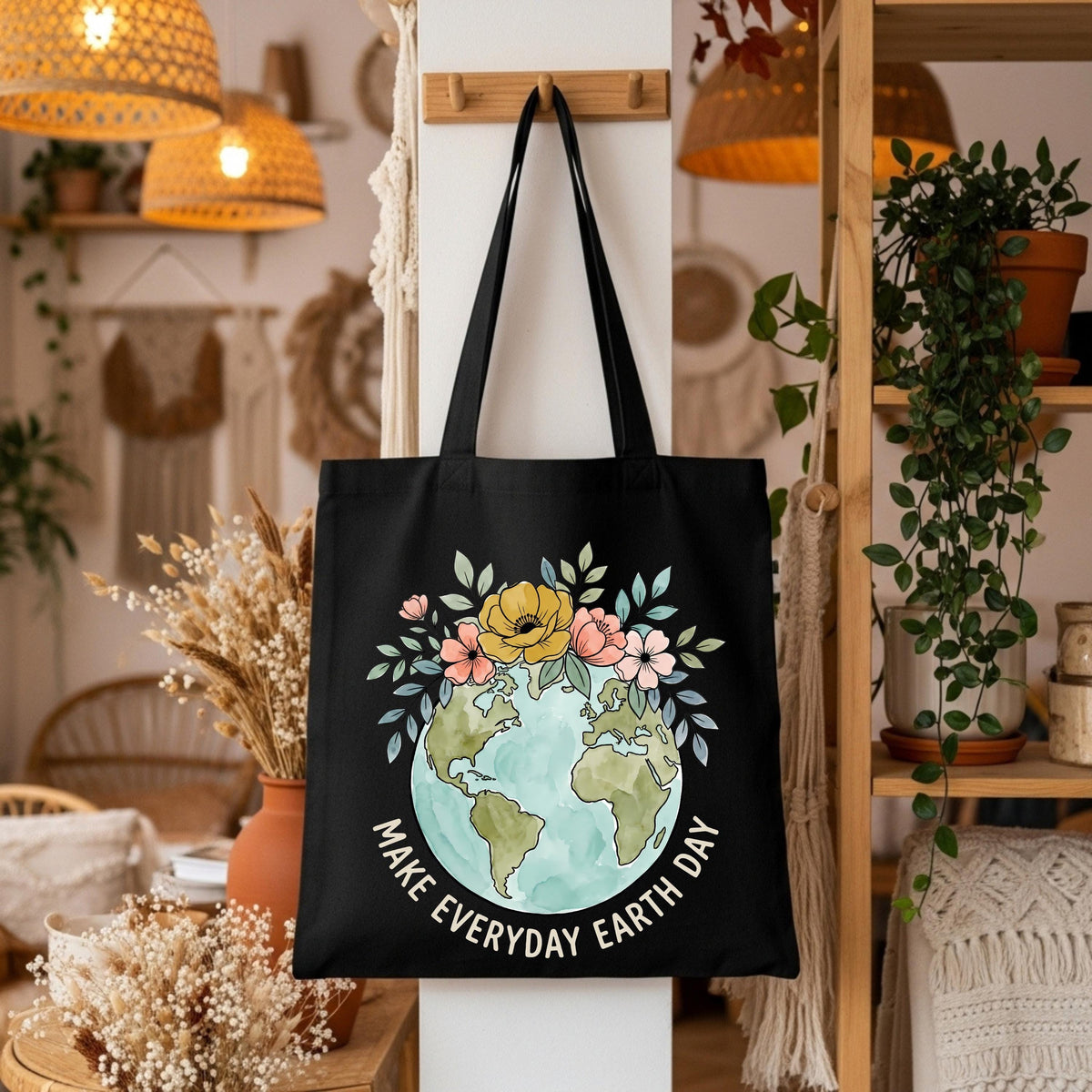 Make Every Day Earth Day Floral Tote Bag