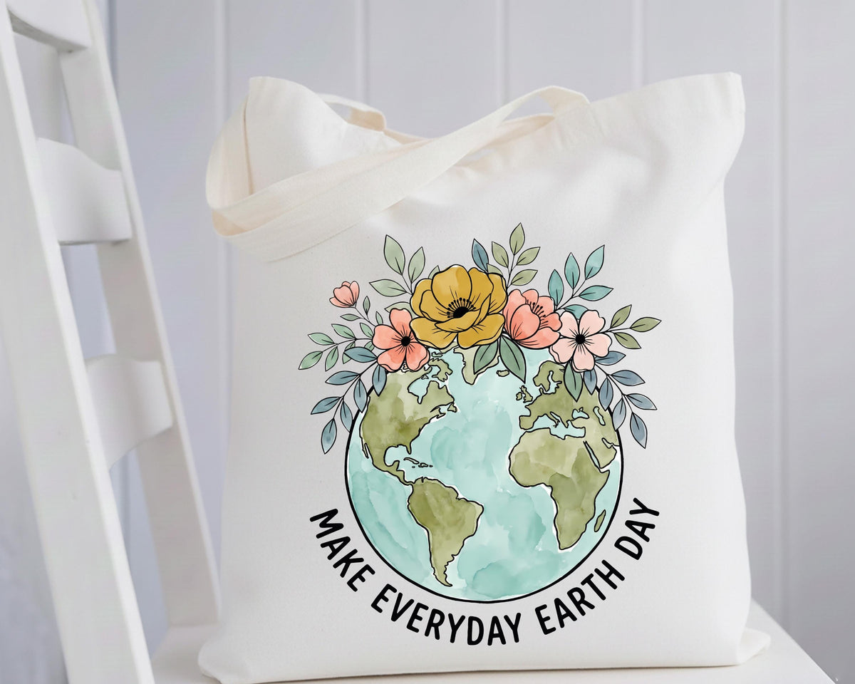 Make Every Day Earth Day Floral Tote Bag