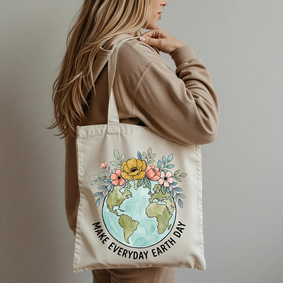Make Every Day Earth Day Floral Tote Bag