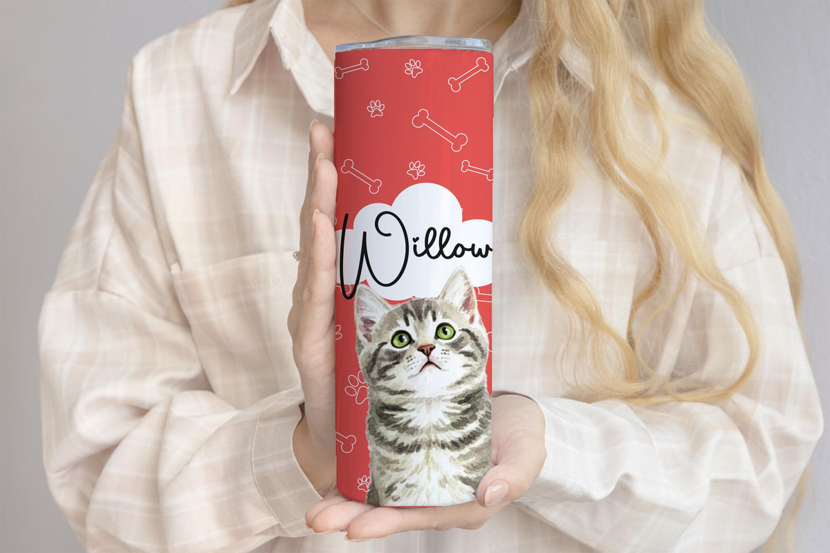 Custom Watercolor Dog Photo Tumbler, Personalized Pet Photo & Name Cup, Paw Print Design Dogs Mom Gift, Pets Lover Colorful Tumblers