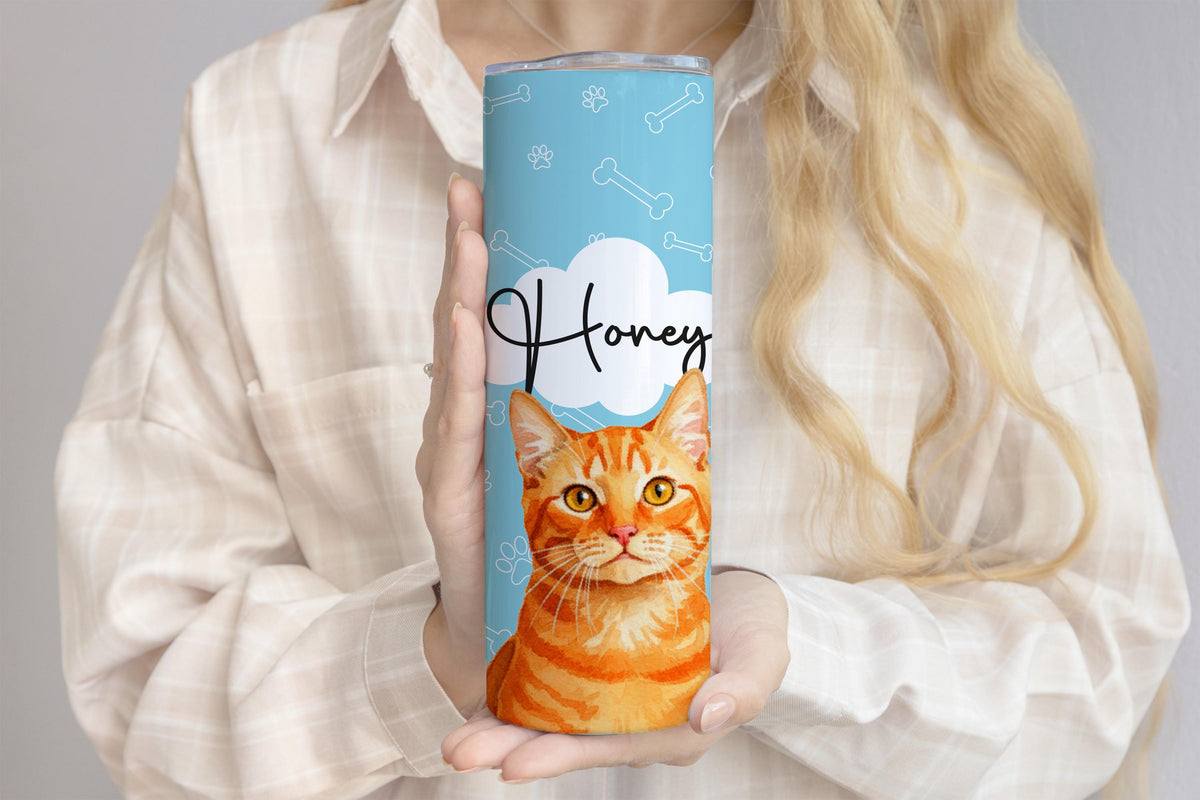 Custom Watercolor Dog Photo Tumbler, Personalized Pet Photo & Name Cup, Paw Print Design Dogs Mom Gift, Pets Lover Colorful Tumblers