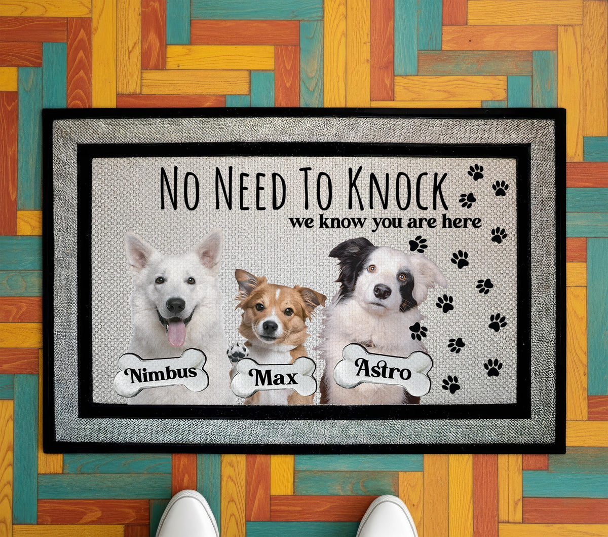 Personalized Dog Photo Doormat, Custom Pet Portrait Welcome Mat, Dogs Lover Housewarming Gift, Pets Mom Front Porch Rug, Home Entrance Decor