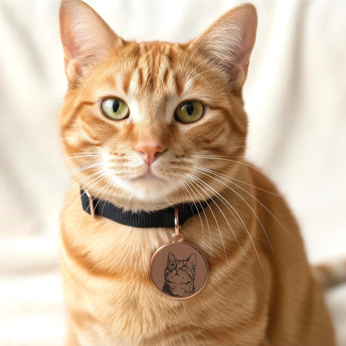 Personalized Cats Photo Engraved Tag, Custom Pet Portrait Collar Charm, Two-Sided Metal Pets ID Tags, Unique Cats Lover Gift