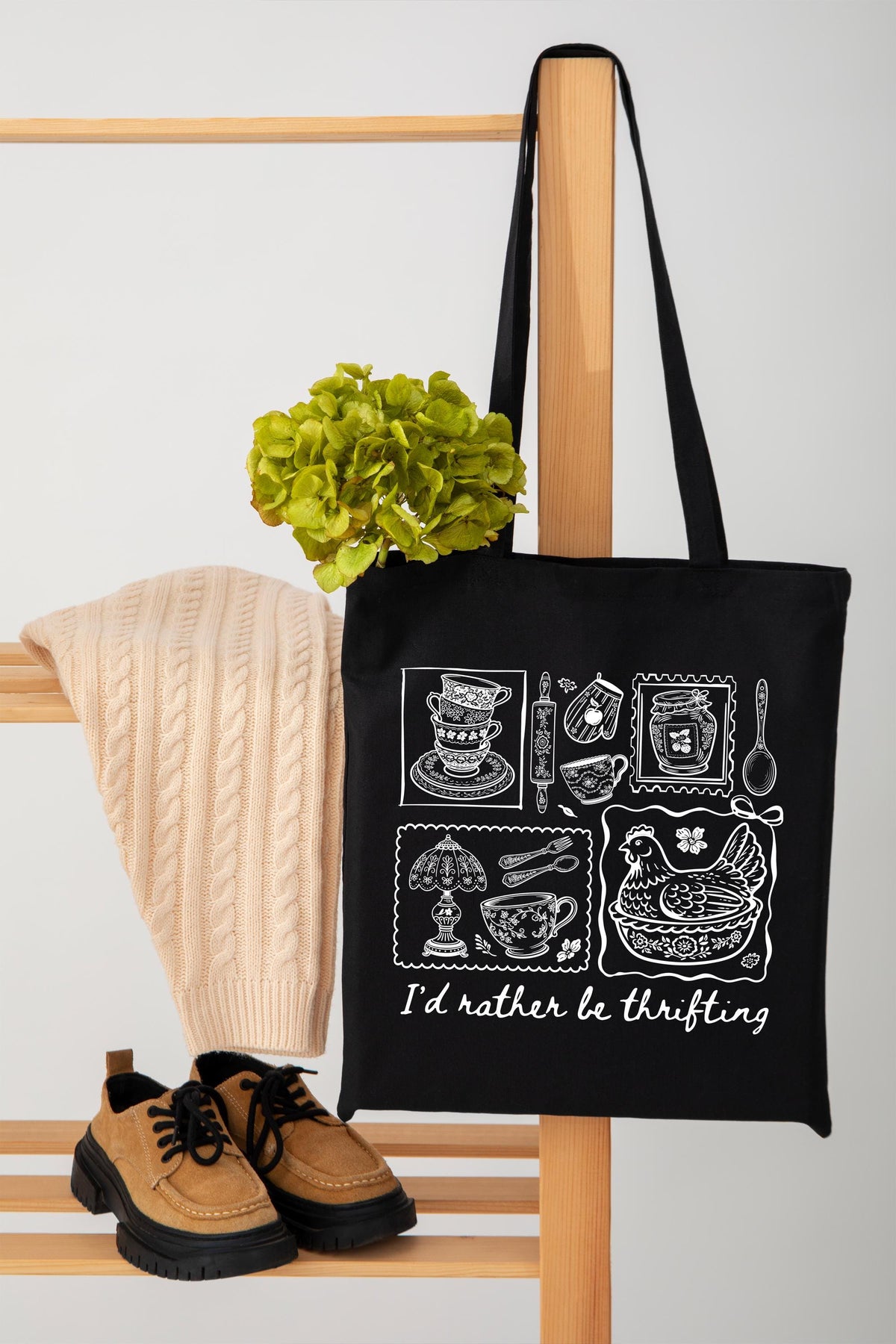 I’d Rather Be Thrifting Tote Bag, Vintage Shopping Lover Tote, Mother's Day Gift Tote Bags