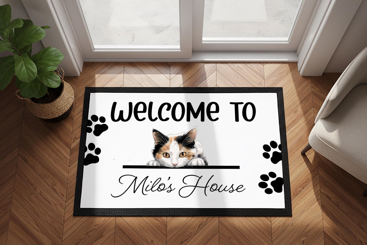 Custom Pet Door Mat, Personalized Cat Welcome Mat, Pets Lover Housewarming Gift, Cats Owner Mat, Home Entrance Decor