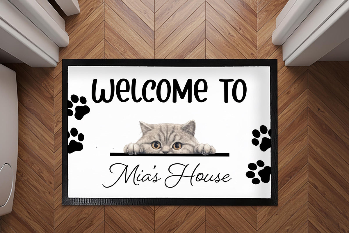 Custom Pet Door Mat, Personalized Cat Welcome Mat, Pets Lover Housewarming Gift, Cats Owner Mat, Home Entrance Decor