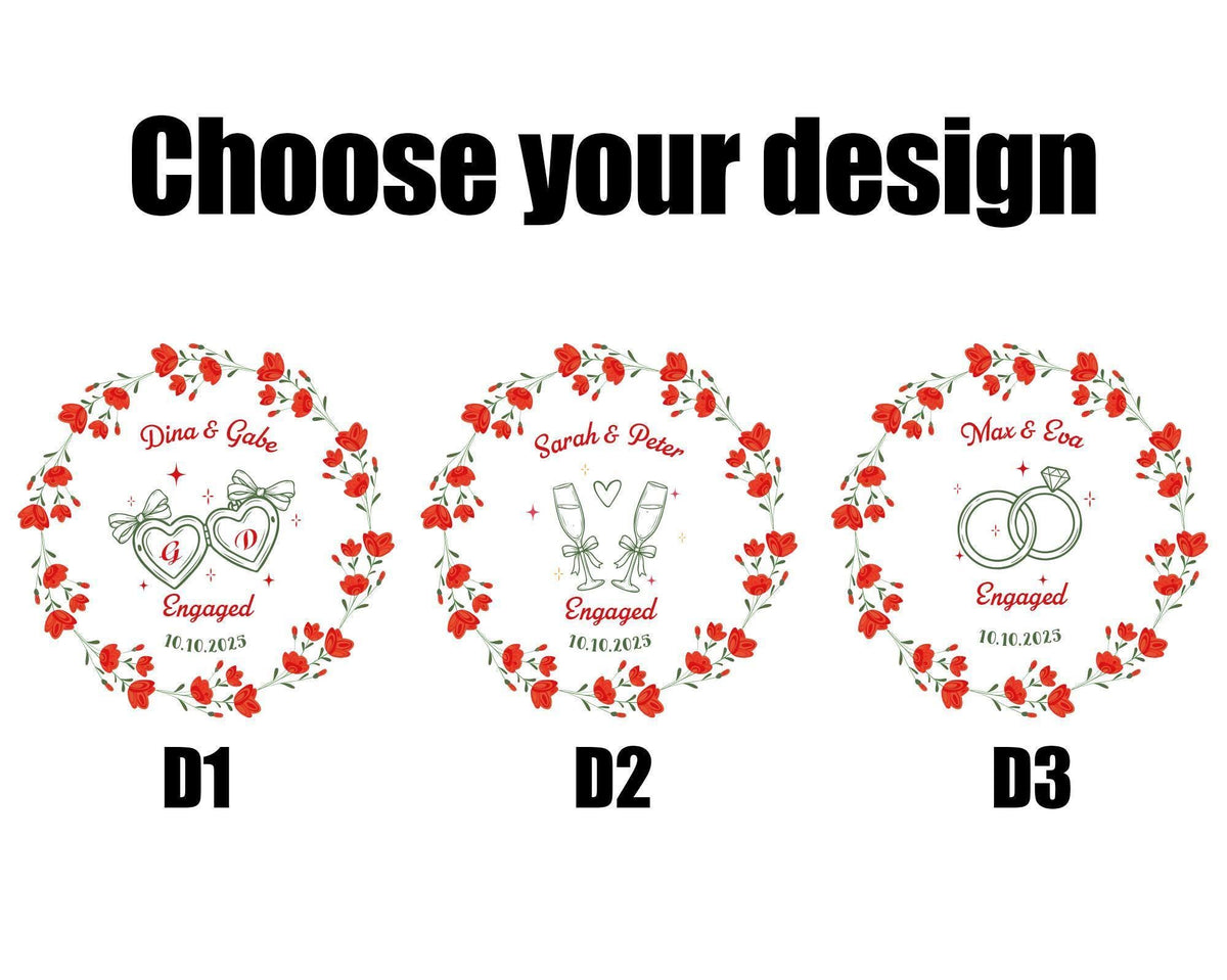 Personalized Engagement Ornament, Couple Names Floral Wreath Keepsake