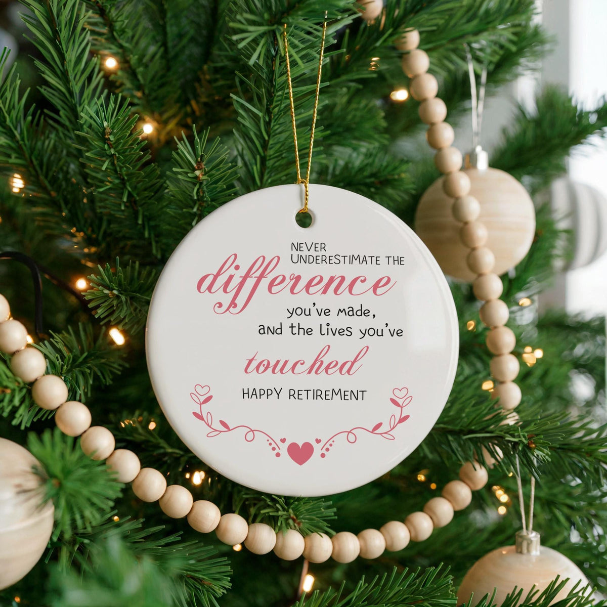 Happy Retirement Ornament, Ceramic Keepsake, Farewell Gift, USA Printed