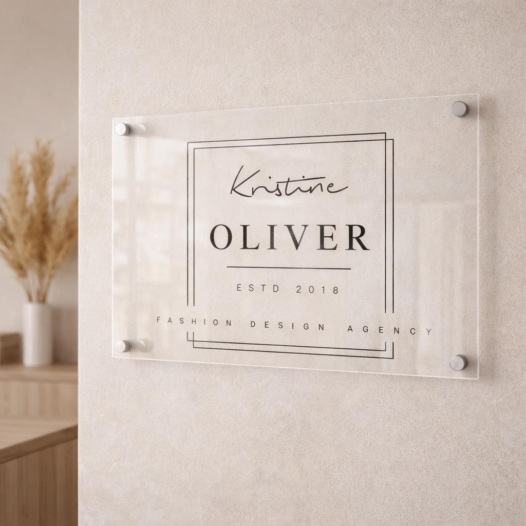 Custom Acrylic Business Sign, Personalized Logo Wall Decor, Modern Office Door Sign
