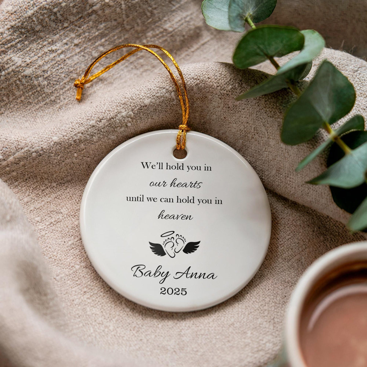 Personalized Ceramic Memorial Ornament, Baby Remembrance Keepsake, Infant Loss Sympathy Gift