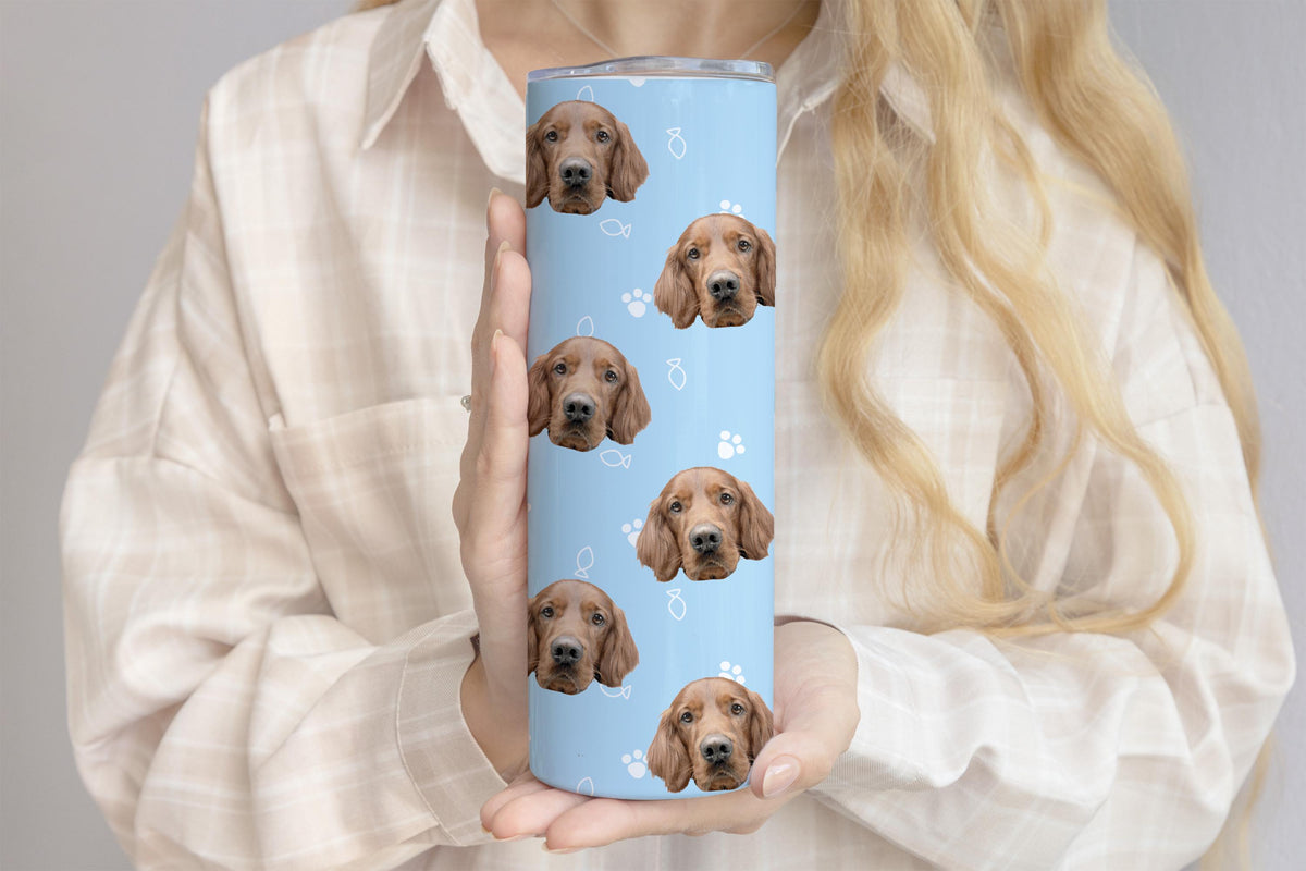 Personalized Dog Photo Tumbler, Custom Pet Face Cup, Dogs Mom Gift Tumbler, Pets Lover Skinny Tumblers