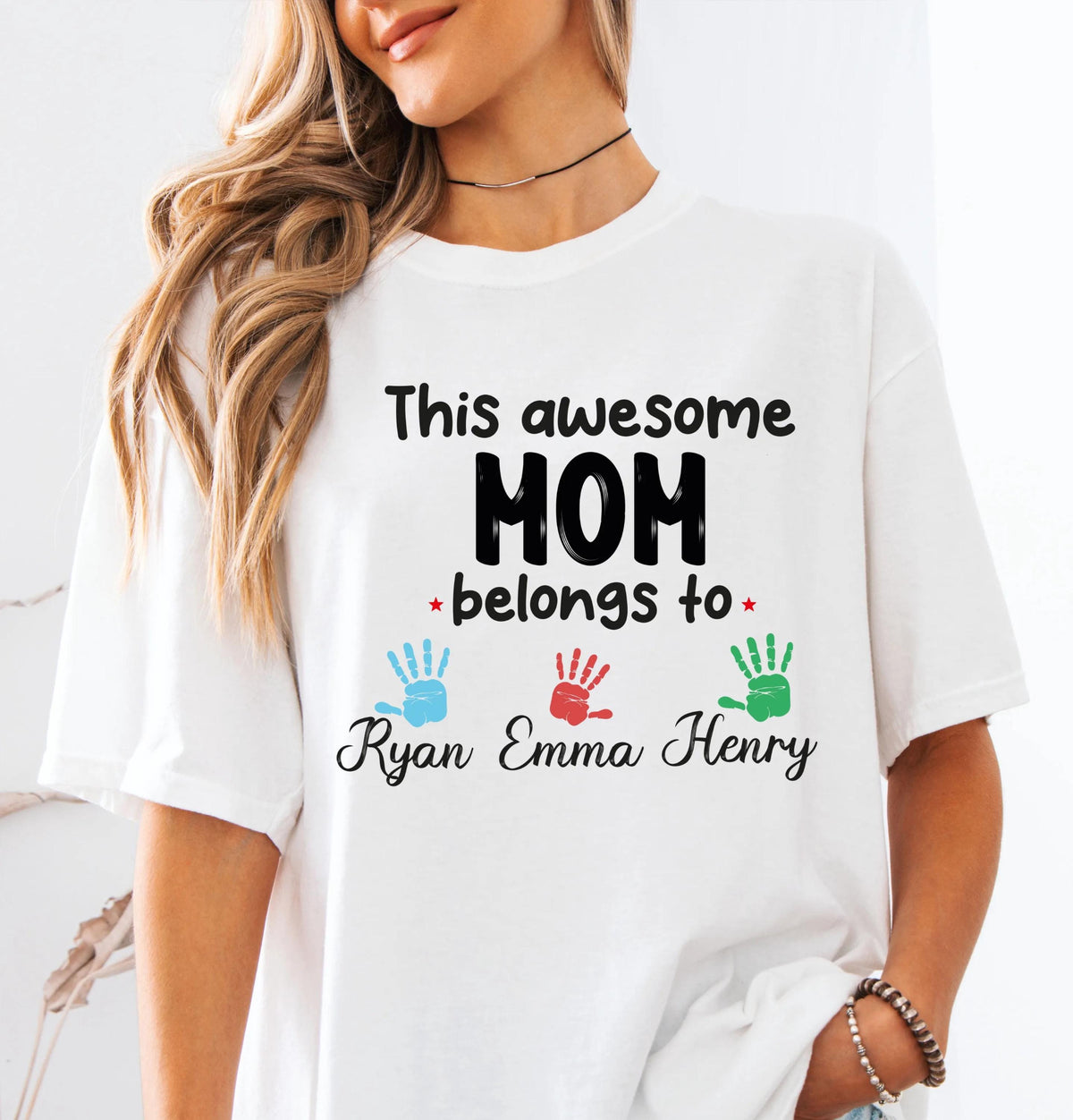 Comfort Colors® Custom This Awesome Mom Belongs to Shirt, Mama with Kids Names Tee, Mother's Day Gift
