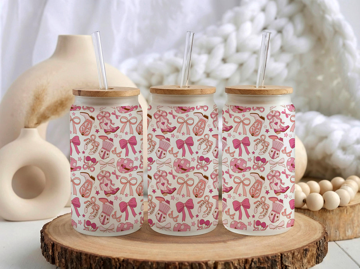 Cowgirl Glass Mug, Personalized Country Girl Can Glass, Western Iced Coffee Cup, Rodeo Gift