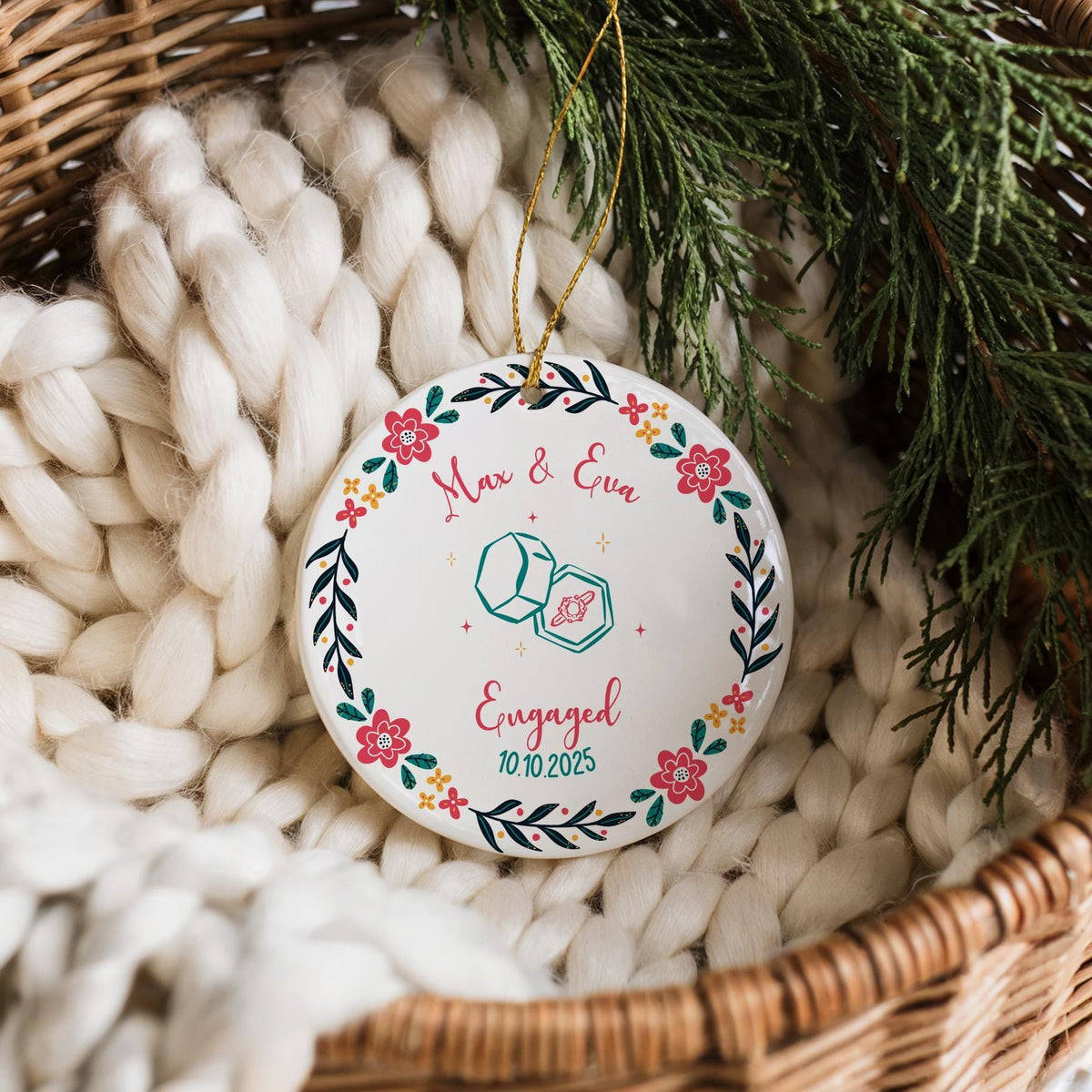 Personalized Engagement Ornament 2026, Personalized First Christmas Engaged Ornament