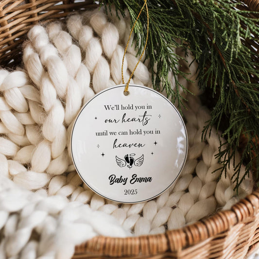 Personalized Baby Loss Sympathy Ornament, We Will Hold You In Our Hearts Ornament