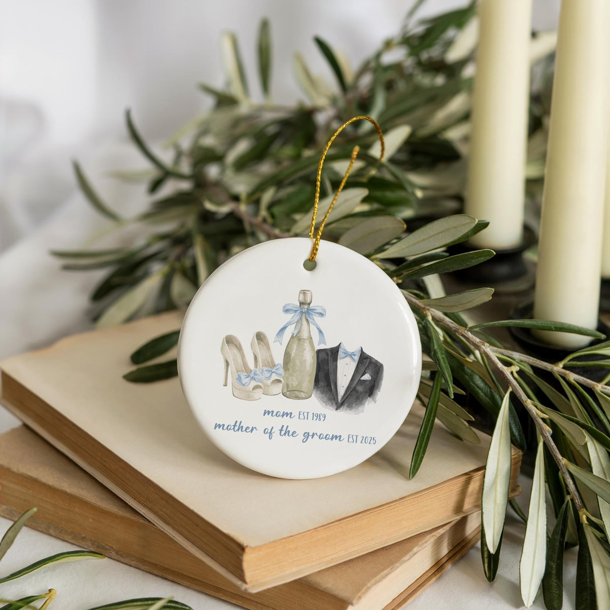 Personalized Mother Of The Groom Ornament, Wedding Celebration Keepsake For Mom