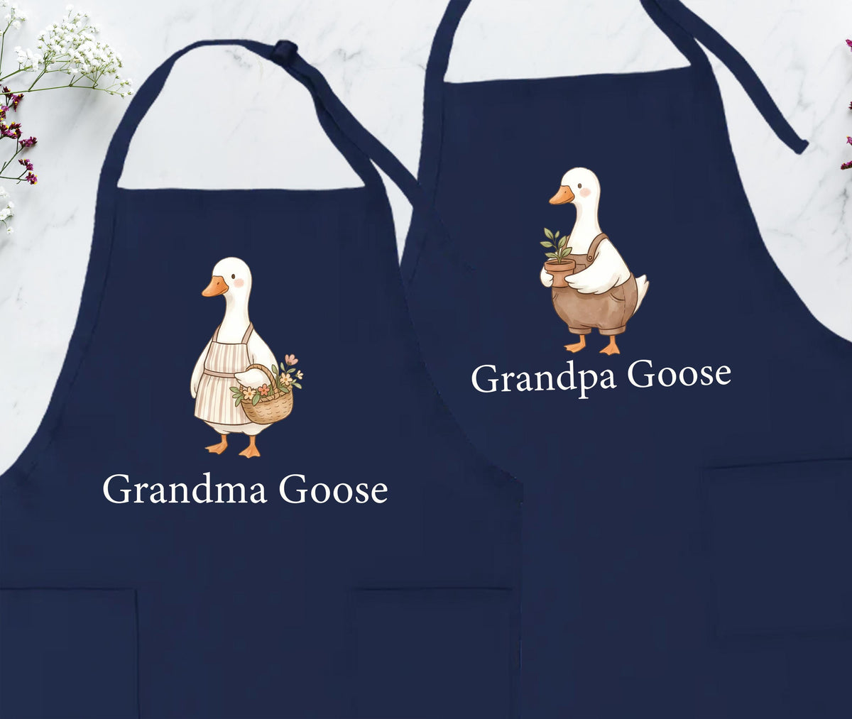 Grandparents Goose Apron, Grandma Grandpa Matching Aprons, Funny Grandparents Gift Apron