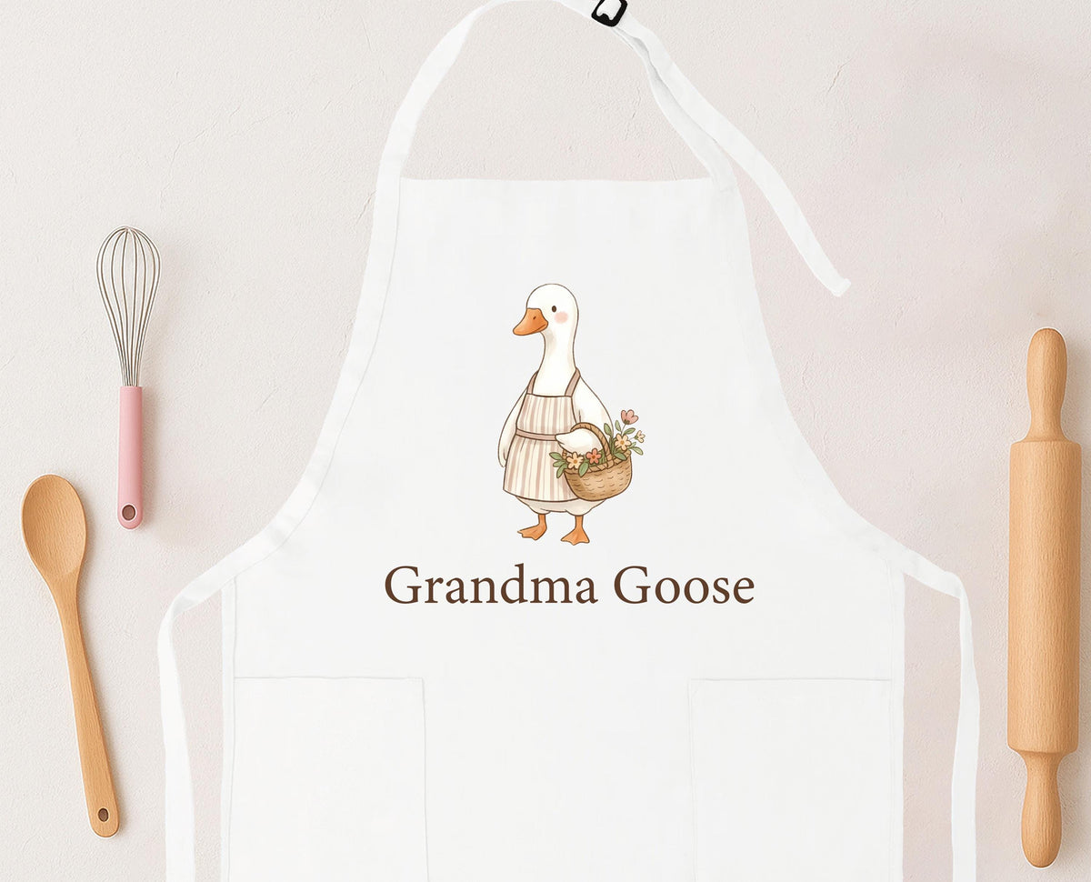 Grandparents Goose Apron, Grandma Grandpa Matching Aprons, Funny Grandparents Gift Apron