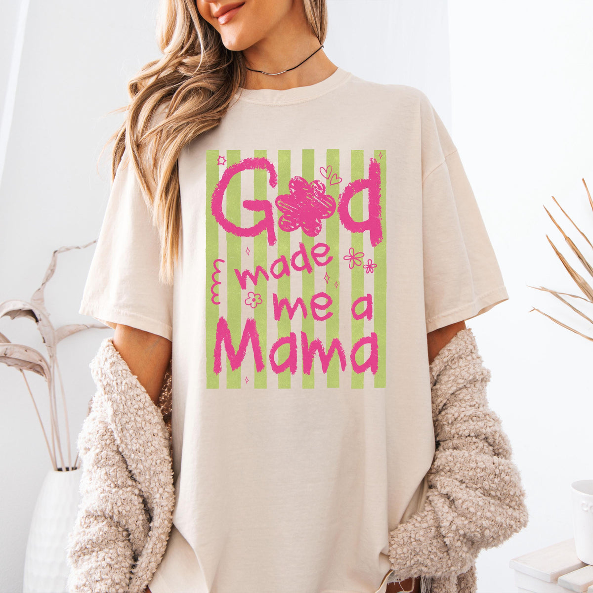 Comfort Colors® God Made Me a Mama Shirt, Christian Mom Tee, Religious Mother's Day Gift
