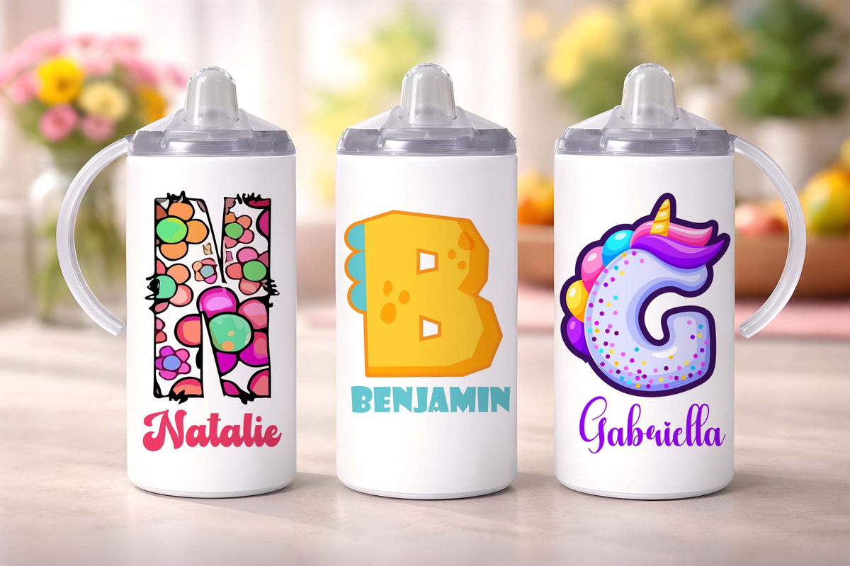 Personalized 12 oz Kids Tumbler, Custom Name Sippy Cup For Toddlers