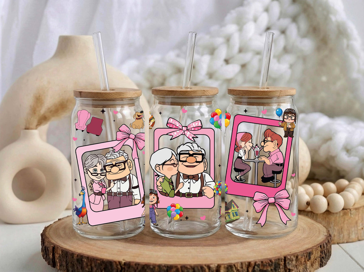 Personalized Carl & Ellie Can Glass, Custom Couple Love Tumbler, Anniversary Gift fo Her